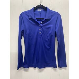 Nike Golf Women's Long Sleeve Small Royal Blue Polo Dri-Fit Tour Performance